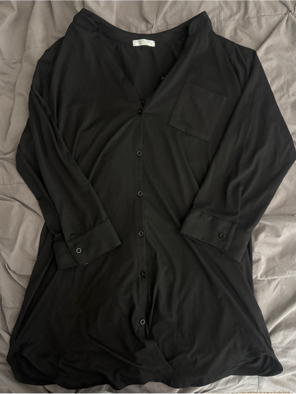 Ekouaer: Womens Large Black Button Up Nightgown⚫️